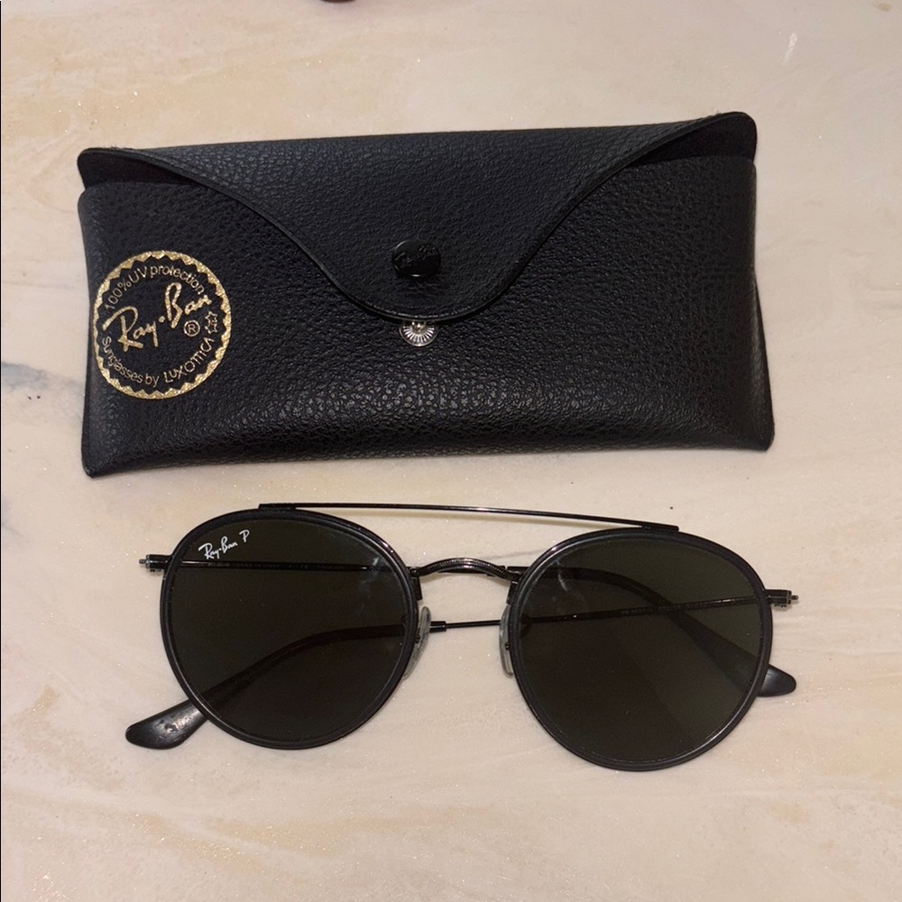 Ray-Ban Black Round Double-Bridge Sunglasses